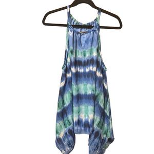 Unique Spectrum Tie-Dye Strappy Keyhole Top